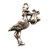 Tibetan Silver Stork Delivering Baby Charm Pendant