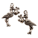 Tibetan Silver Stork Delivering Baby Charm Pendant