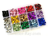 Rhinestones 8mm Mixed Color in Storage Box - 750 pieces