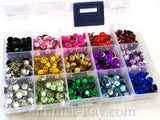 Rhinestones 8mm Mixed Color in Storage Box - 750 pieces