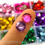 Rhinestones 8mm Mixed Color in Storage Box - 750 pieces