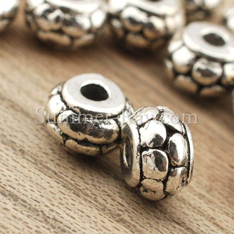 180pcs Silver Spacer Beads - 100g Tibetan Antique Silver Color