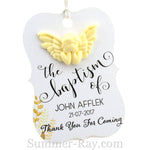 Personalized White Angel Little Violin Baptism Gift Tag