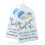 White Linen Baby in Blue