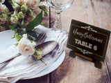 Personalized White Ink Printing Chalkboard Wedding Place Cards with Easels