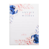 Blue Floral Design Wedding Advice Card - Advice Card for The Bride & Groom