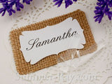 Personalized Burlap Place Card #2 with Acrylic Stand