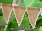 Hessian Burlap Bunting with Crochet Lace