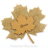 Personalized Burlap Maple Leaf Place Cards