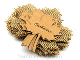 Personalized Burlap Maple Leaf Place Cards