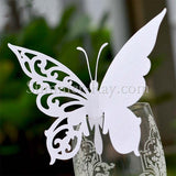 Personalized White Butterfly Wine Glass Place Card