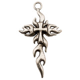 Tibetan Silver Fire Cross Charm Pendant