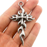 Tibetan Silver Fire Cross Charm Pendant