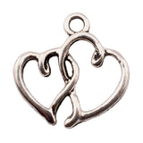 Tibetan Silver Double Heart Charm Pendant