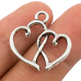 Tibetan Silver Double Heart Charm Pendant