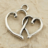 Tibetan Silver Double Heart Charm Pendant