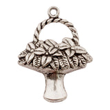 Tibetan Silver Flower Basket Charm Pendant