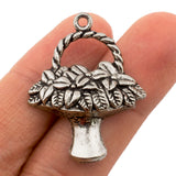 Tibetan Silver Flower Basket Charm Pendant
