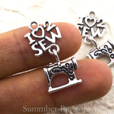 Tibetan Silver I Love to Sew and Sewing Maching Charm Pendant