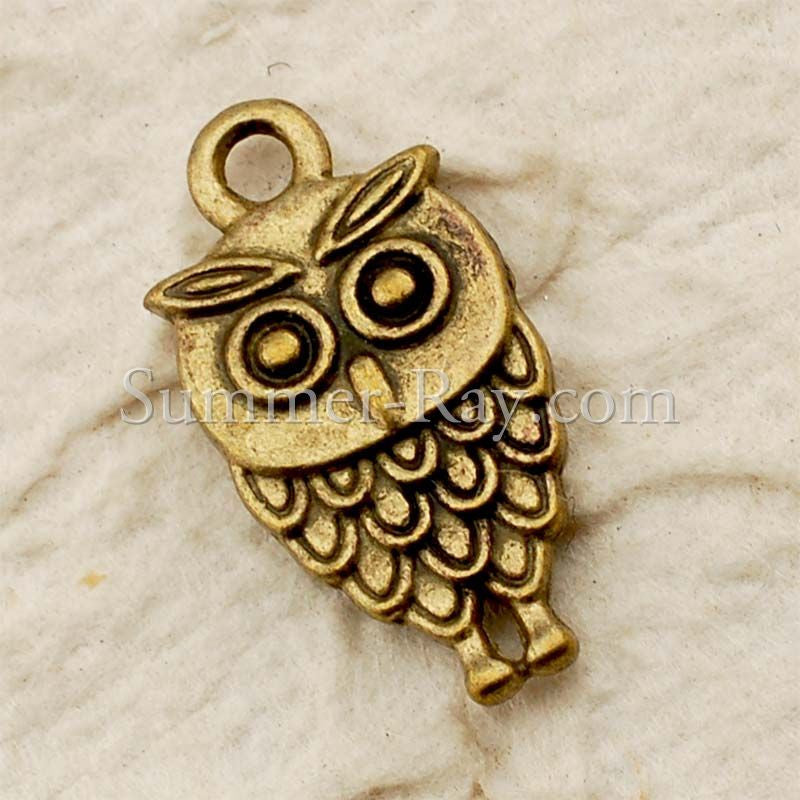 Tibetan Antique Bronze Owl Charm Pendant –