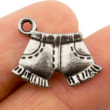 Tibetan Silver Jeans Denim Shorts Charm Pendant