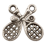 Tibetan Silver Tennis Racket and Ball Charm Pendant