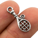 Tibetan Silver Tennis Racket and Ball Charm Pendant