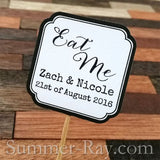 DIY Personalized Double Sided Wedding Cupcake Toppers "Eat Me"