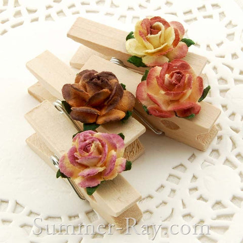 Wooden Peg with Mulberry Roses
