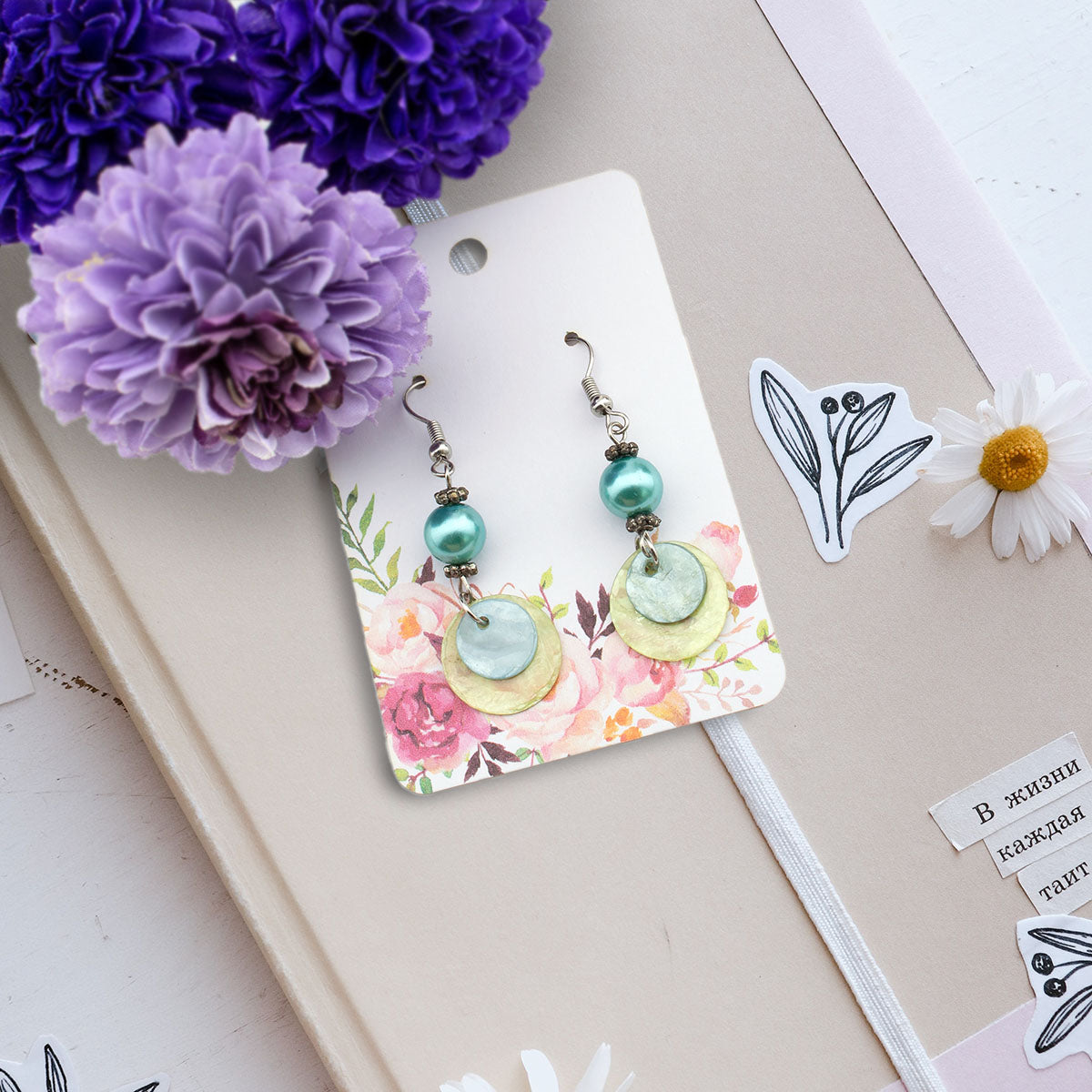 Watercolor Flower Shape Earring Cards Jewelry Display Tags