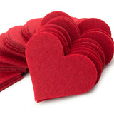100pcs Red Felt Heart - 2mm thick - Laser Cutout Scrapbooking Embellishment