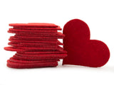 100pcs Red Felt Heart - 2mm thick - Laser Cutout Scrapbooking Embellishment