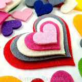 Felt Cut Out - Heart Multi Sizes and Colors 30g