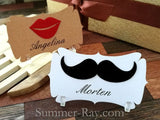 Personalized Felt Mustache and Lips Place Card - 20 to 140 pieces