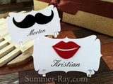 Personalized Felt Mustache and Lips Place Card - 20 to 140 pieces