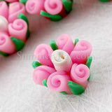 Fimo Polymer Clay Pink Flower Bead