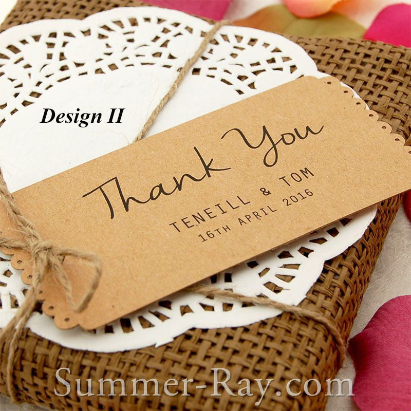 50 Pcs Thank You Gift Tags Rustic Lace Print Kraft Paper Tags