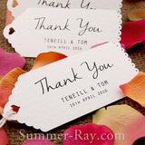 Personalized White Vintage Lace Wedding Favor Tags/ Thank You Tags/ Gift Tags with Thread