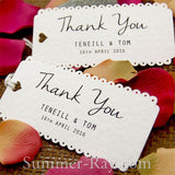 Personalized White Vintage Lace Wedding Favor Tags/ Thank You Tags/ Gift Tags with Thread