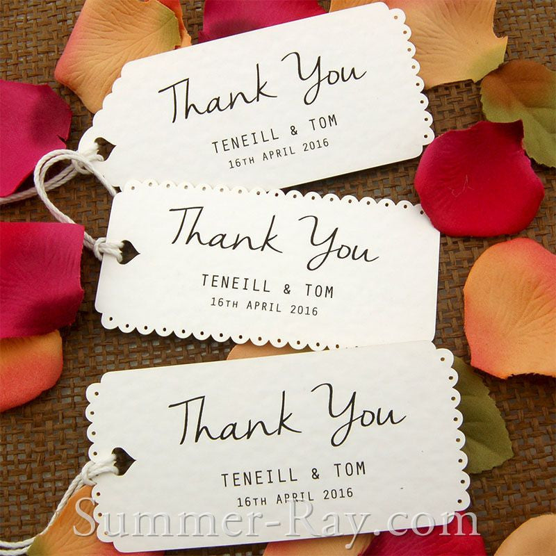 Personalized White Vintage Lace Wedding Favor Tags/ Thank You Tags