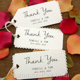 Personalized White Vintage Lace Wedding Favor Tags/ Thank You Tags/ Gift Tags with Thread