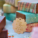 Gold Foil Hot Stamping Scallop Hugs & Kisses from The New Mr & Mrs Wedding Favor Gift