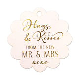 Gold Foil Hot Stamping Scallop Hugs & Kisses from The New Mr & Mrs Wedding Favor Gift