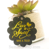 Gold Foil Hot Stamping Love is Sweet Scallop Favor Tags