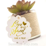 Gold Foil Hot Stamping Love is Sweet Scallop Favor Tags