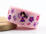 Little Fairy Girl Printed Grosgrain Ribbon 22 mm - 5 or 10 yards