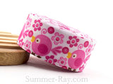 Summer Time Chirping Bird Printed Grosgrain Ribbon 22 mm - 5 or 10 yards