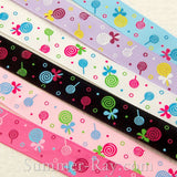 Lollipop Printed Grosgrain Ribbon 10 mm 16 mm 25 mm 38 mm - 5, 10 or 25 yards