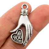 Tibetan Silver Heart in Hand Charm Pendant