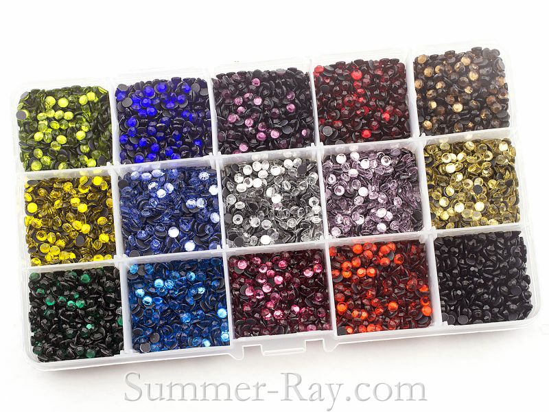 Hot Fix Rhinestones SS16 (4mm) Mixed Color in Storage Box - 7500